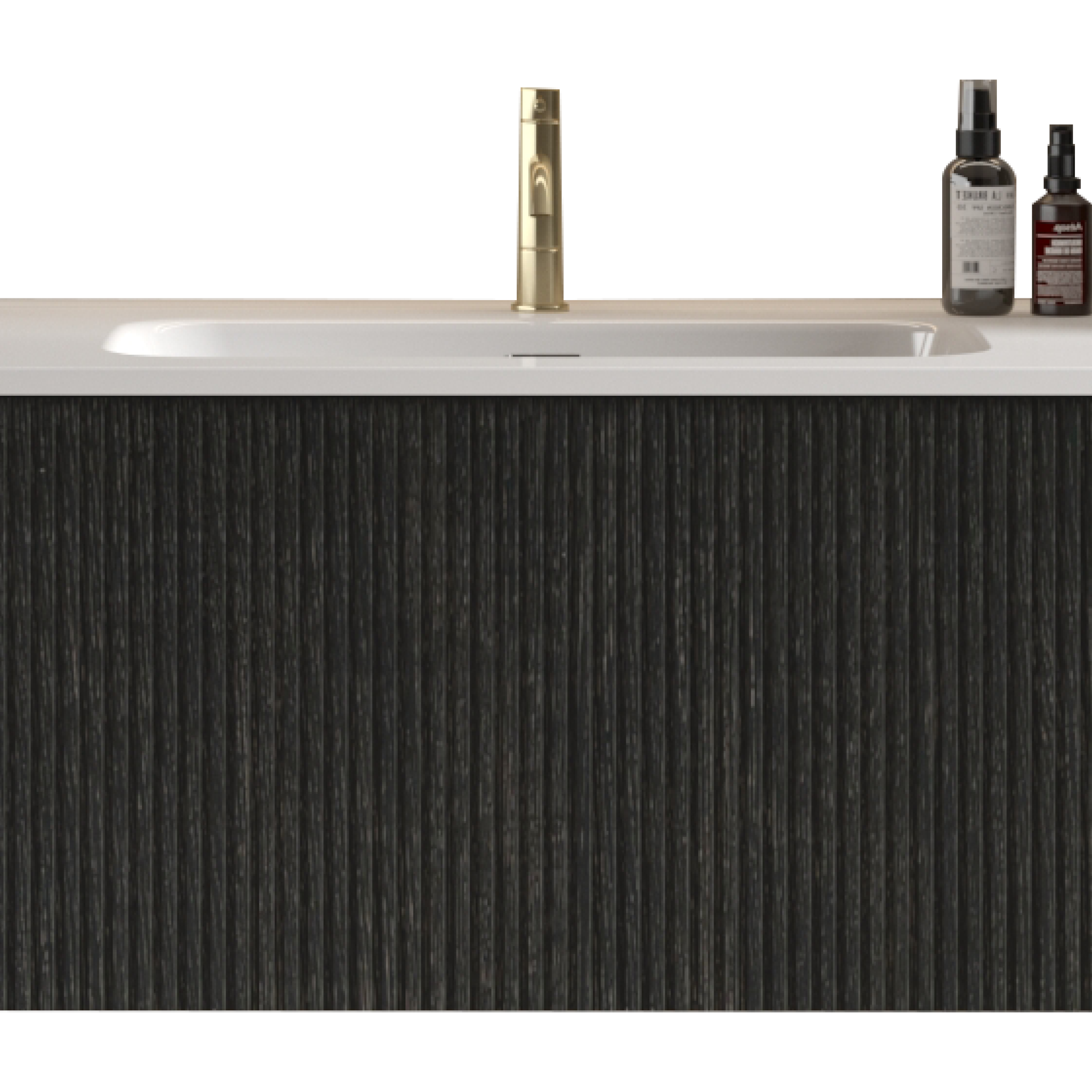 Alt View 1. ELEMENT ACE - Modern Floating Bathroom Vanity with Integrated Ceramic Sink and Spacious Storage - Black.