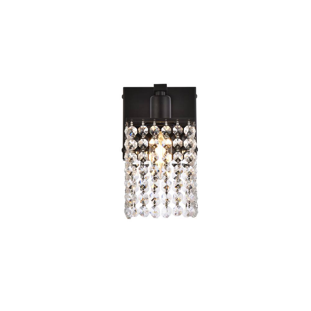 Alt View 3. Living District - Phineas 1 light bath sconce in black with clear crystals - Black And Clear.
