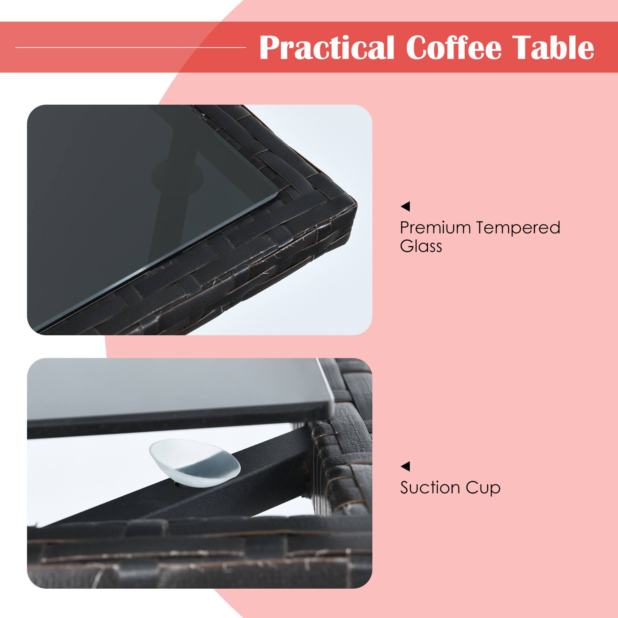 Practical Coffee Table

Premium Tempered Glass

Suction Cup