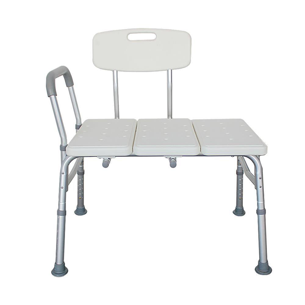 Front. Winado - Shower Chair Bath Tub Shower Transfer Bench Stool with Foam Armrest, Backrest Seat, Adjustable Heights, Non-Slip Handle - White.