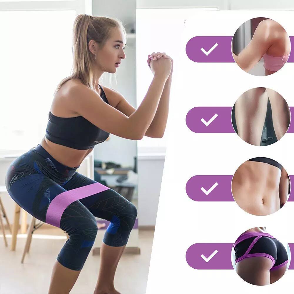 Left. MOVSSOU - Resistance Bands Set Elastic 3 Levels Legs  Exercise Pink - pink.