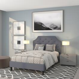 Emma + Oliver - Arched Tufted Upholstered Platform Bed - Light Gray