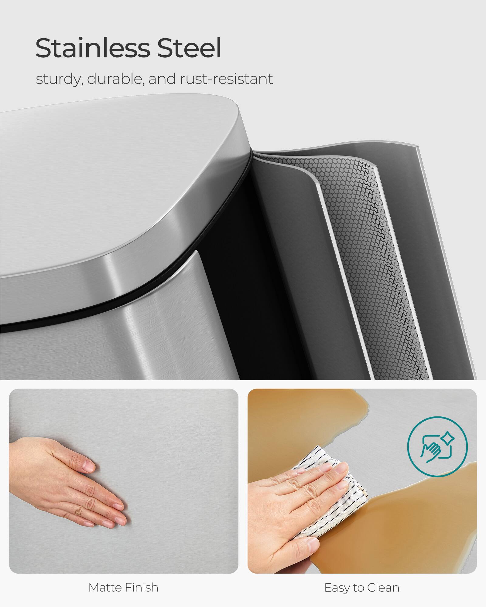 Stainless Steel sturdy, durable, and rust-resistant Matte Finish Easy to Clean