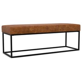 Simpli Home - Candice 56 inch Wide Rectangle Ottoman Bench Genuine Leather - Tan