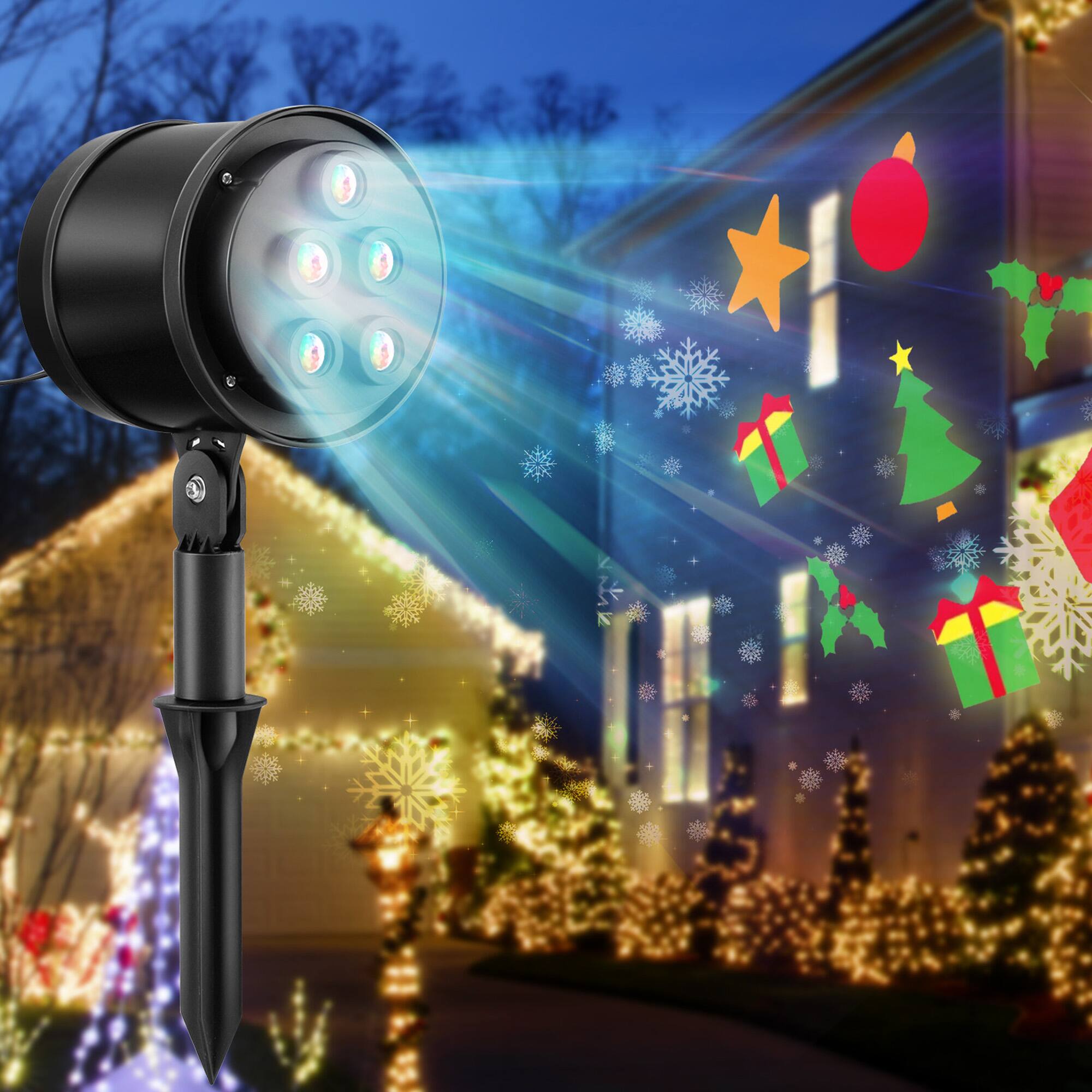 Gymax - Christmas Waterproof Projector Light Holiday Decor LED Lights w/ Gift Pattern - Black