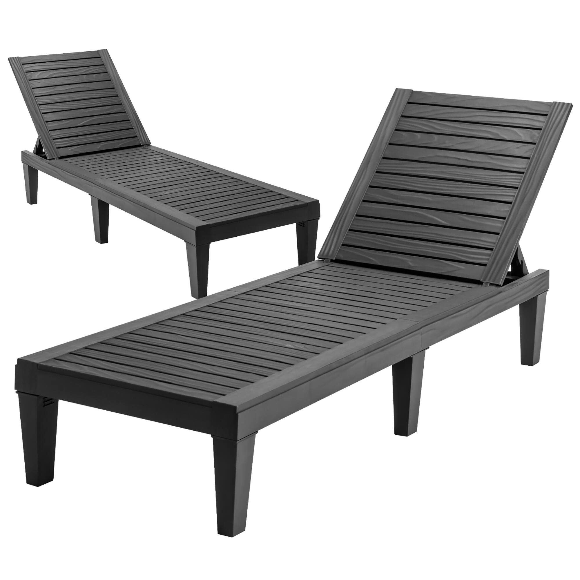 Costway - 2 PCS Patio Lounge Chair Chaise Recliner Weather Resistant Adjust - Black price history on PriceWatchPro
