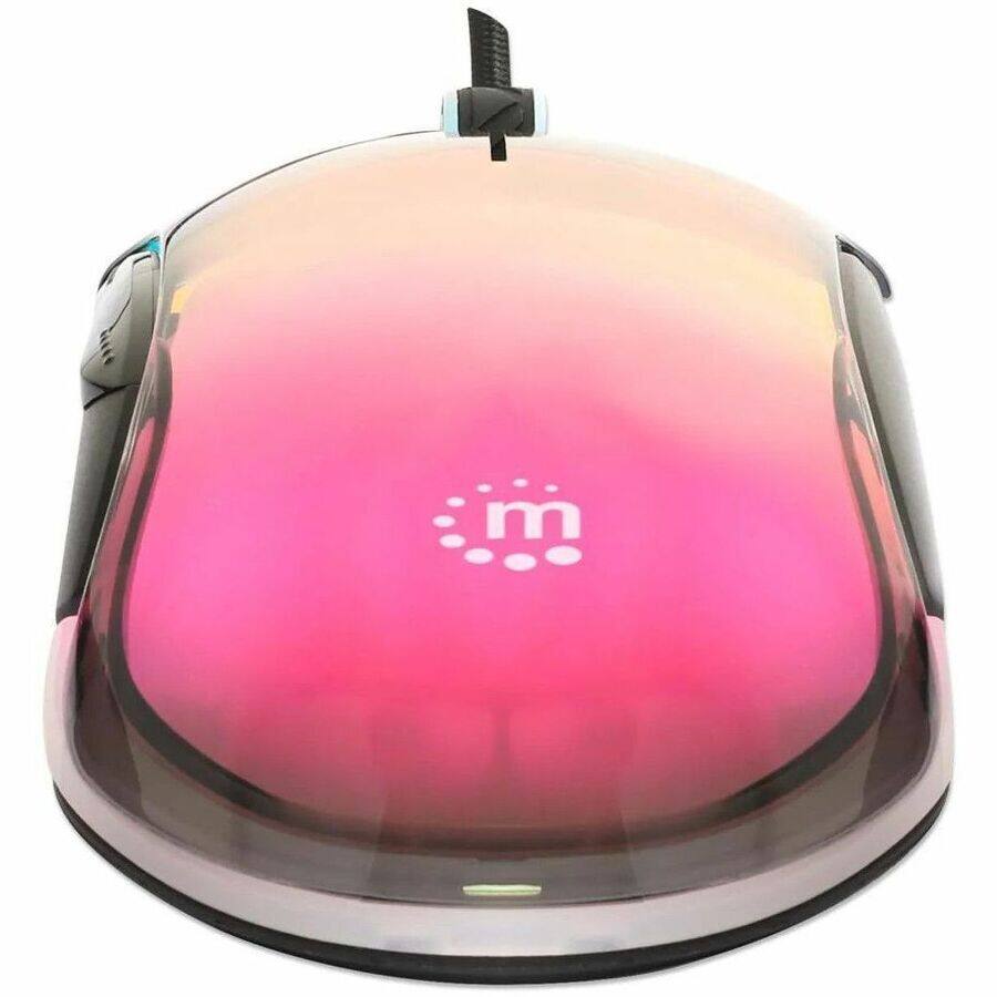 Alt View 3. Manhattan - Manhattan RGB LED Wired Optical USB Mouse - Full-size Mouse - Optical - Cable - Transparent - USB Type A - 12800 dpi - Transparent.