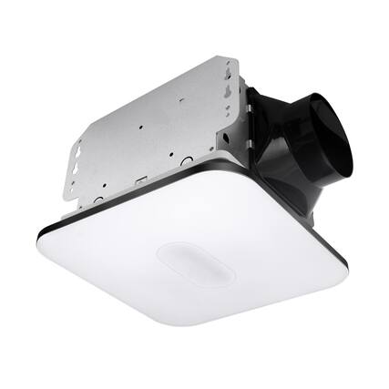 Front. Akicon - 1390N1 Series Decorative Black Fan Speed 90 CFM Ceiling Bathroom Exhaust Fan with 18 Watt Dimmable 3CCT LED Light Square - Black.