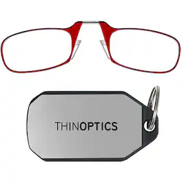 ThinOptics - 1.5 Reading Glasses with Silver KeyChain - Red