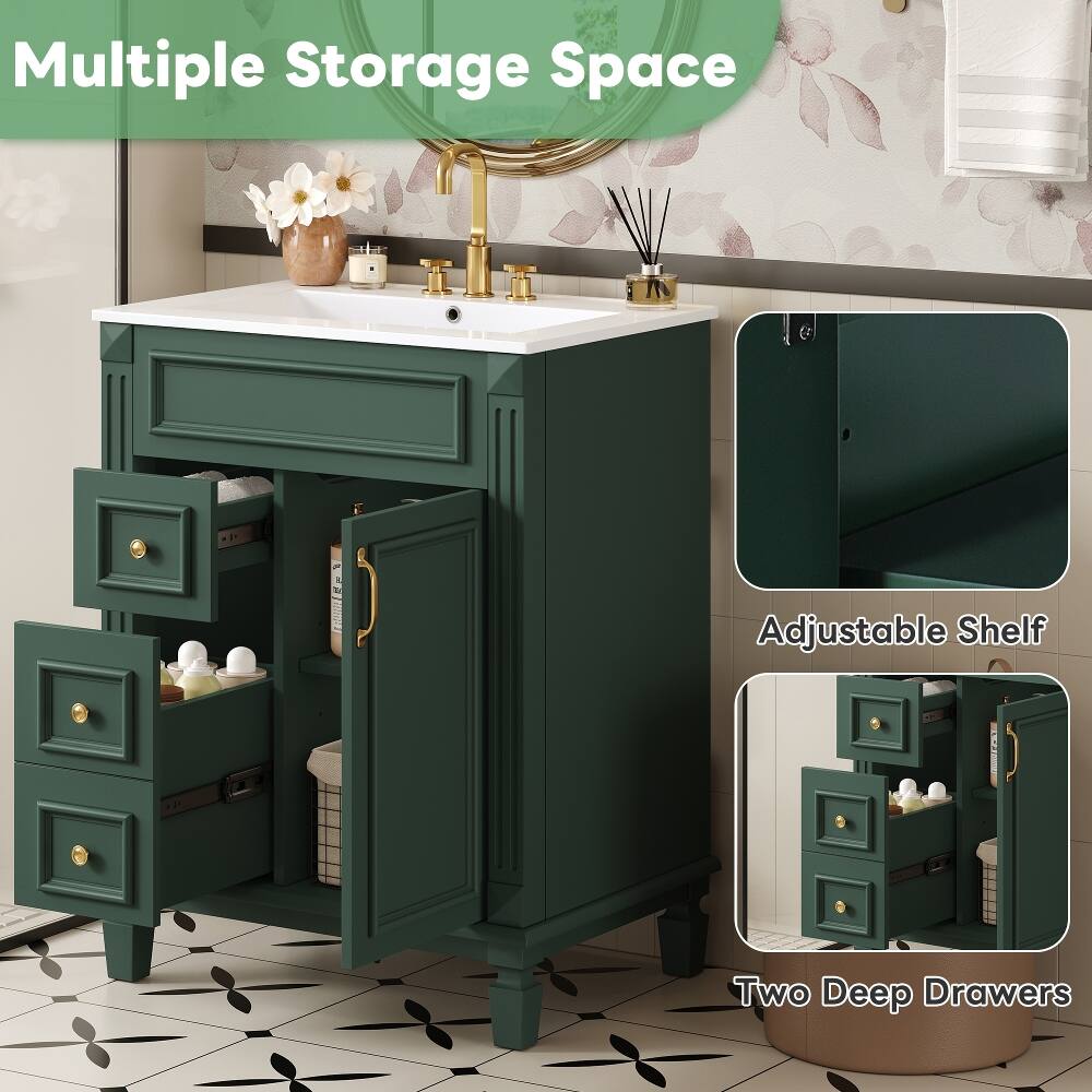 Multiple Storage Space  
Adjustable Shelf  
Two Deep Drawers