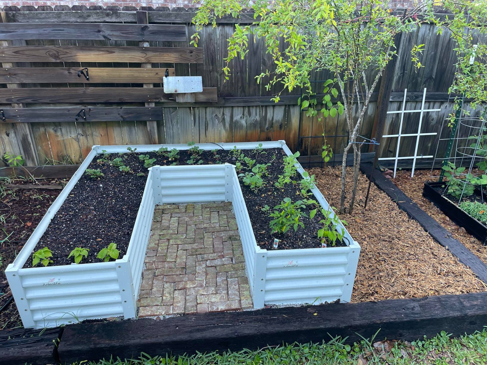 Alt View 2. A Anleolife - 3-Pack White Metal Rectangular U-Shaped Raised Garden Bed Planter Box for Vegetables (74 in. L x 74 in. W x 18 in. H) - White.