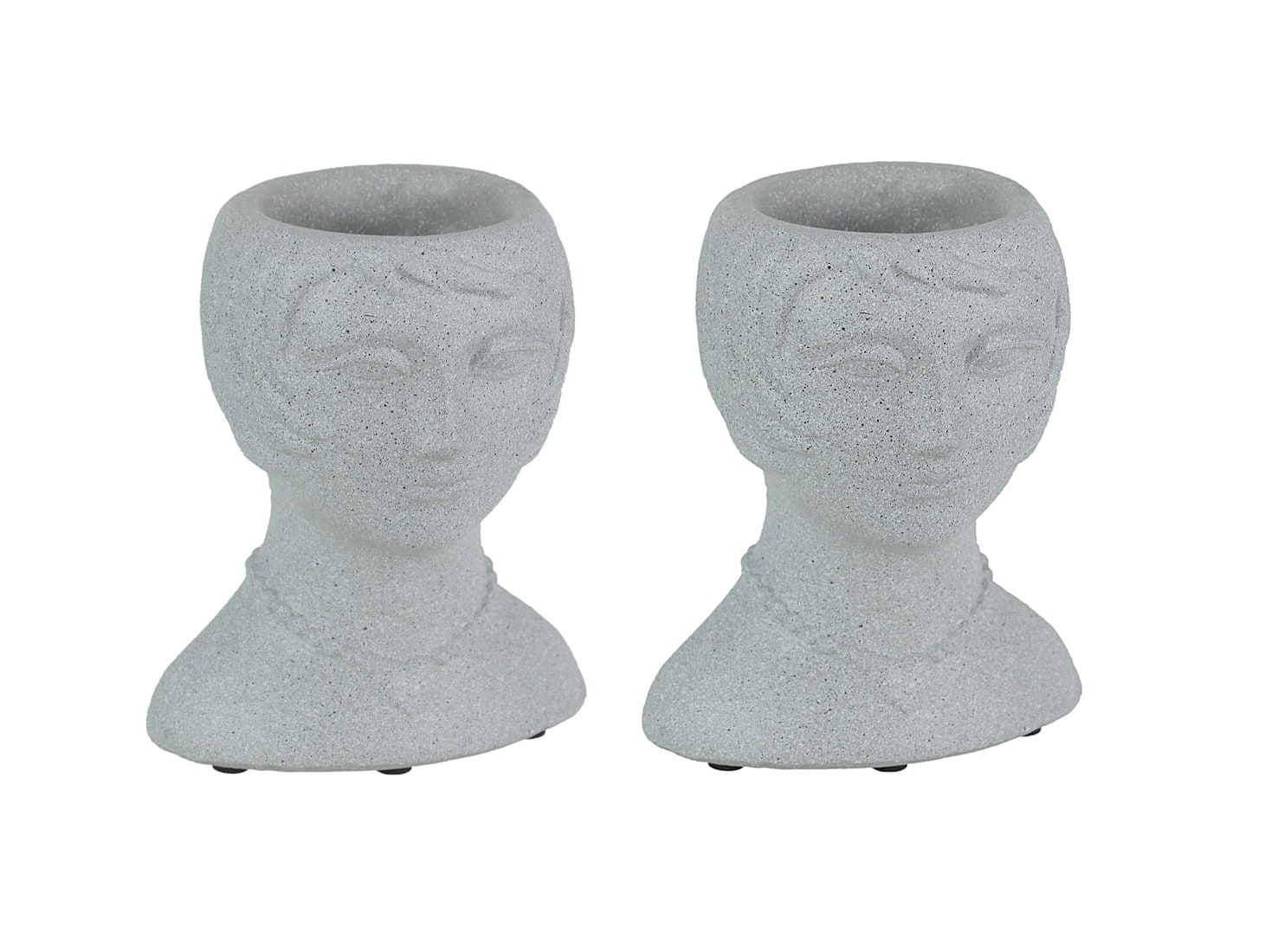 Things2Die4 - Set of 2 Roaring 20's Flapper Lady Gray Concrete Head Mini Planter 6 Inches Tall - White price history on PriceWatchPro