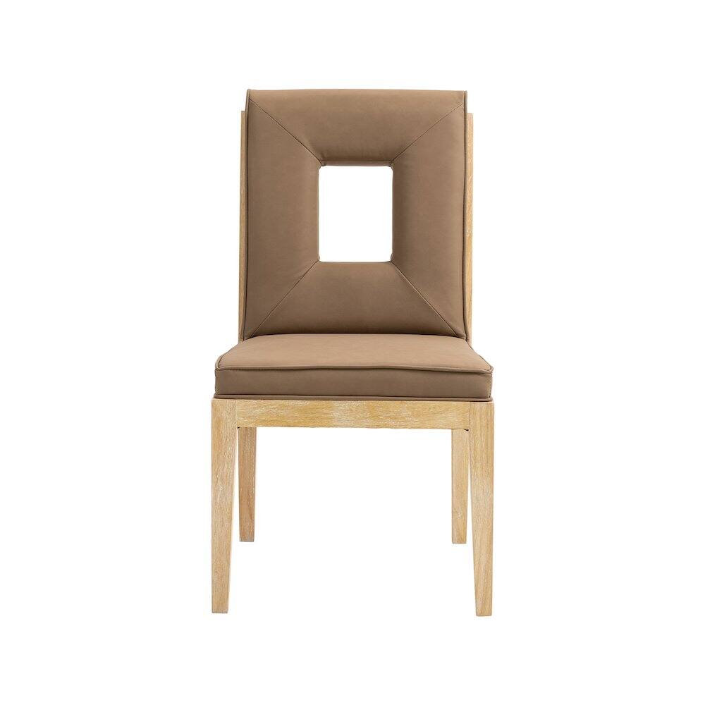 Alt View 2. Meridian Furniture - Gwendolyn Brown Vegan Leather Dining Side Chair, Set of 2 - Brown.
