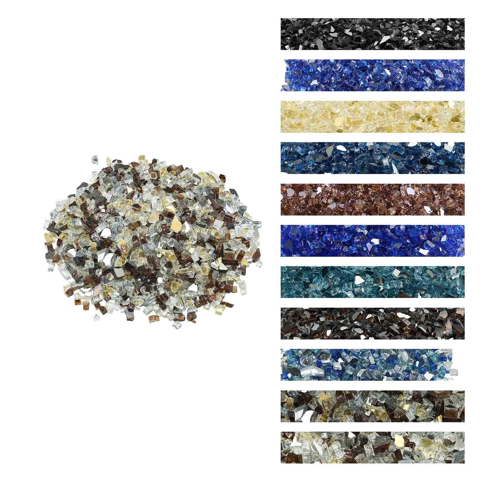 VEVOR - Fire Glass, 10 LBS / 4.5 KG High-Temperature Resistant Fireplace Rocks, 1/2-Inch / 12.7 mm Reflective Firepit Glass Rock - Red Brown Copper + Transparent + Gold