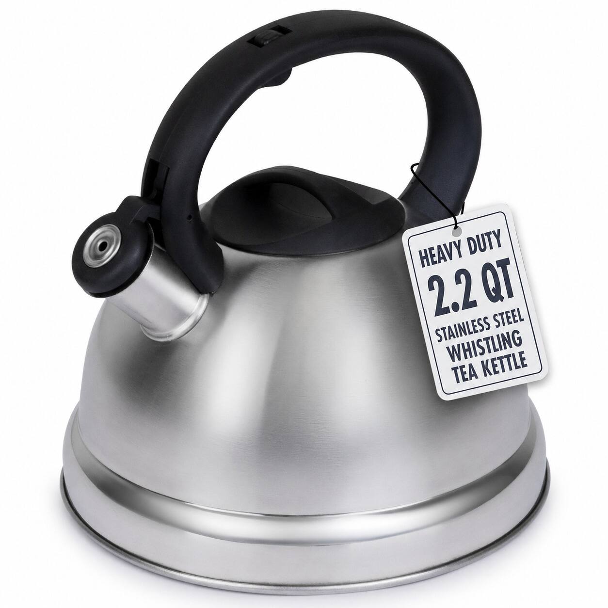 Luminuxe - 2.2 QT Heavy Duty Stainless Steel Whistling Tea Kettle – Stay Cool Handle & Knob - Mirror