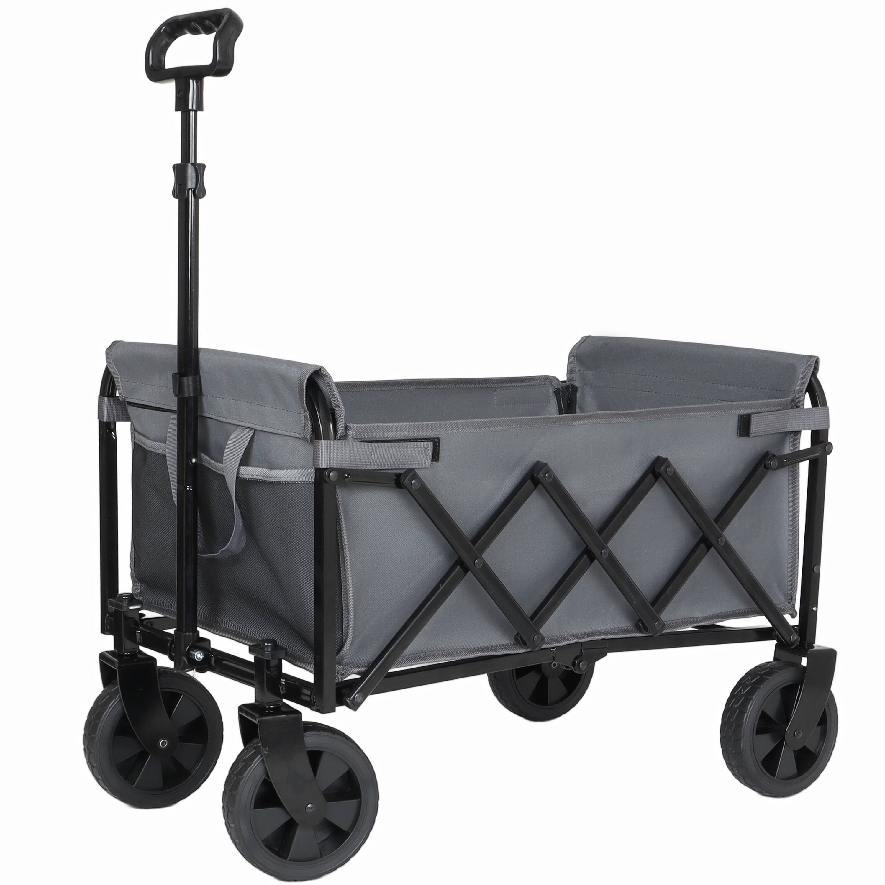 Alt View 5. TinyHomie - Heavy Duty Foldable Utility Trolley Bench Seat Dog Leash Gray.