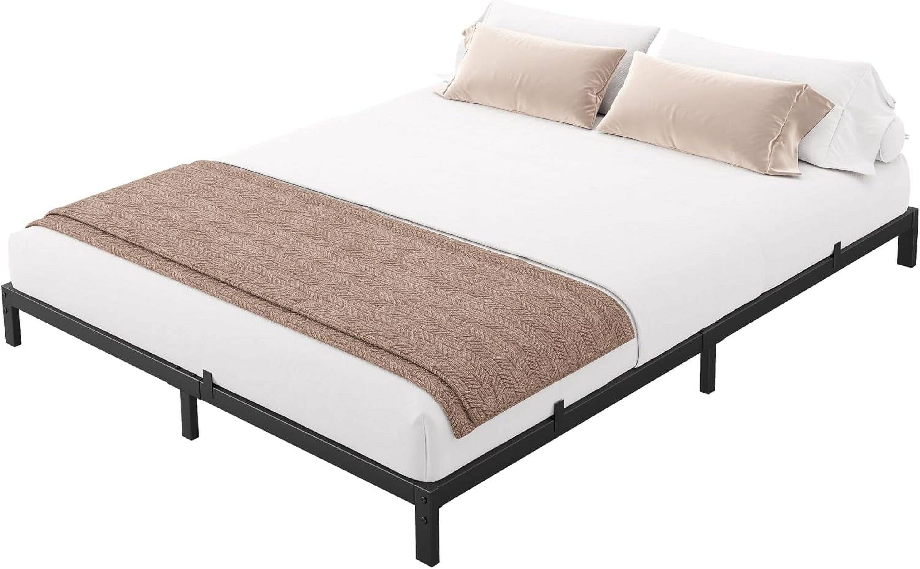 Back. Homhougo - 8 Inch Full Metal Platform Bed Frame, Low Profile, Black – Sturdy Low-Profile Design - 8 Inch.