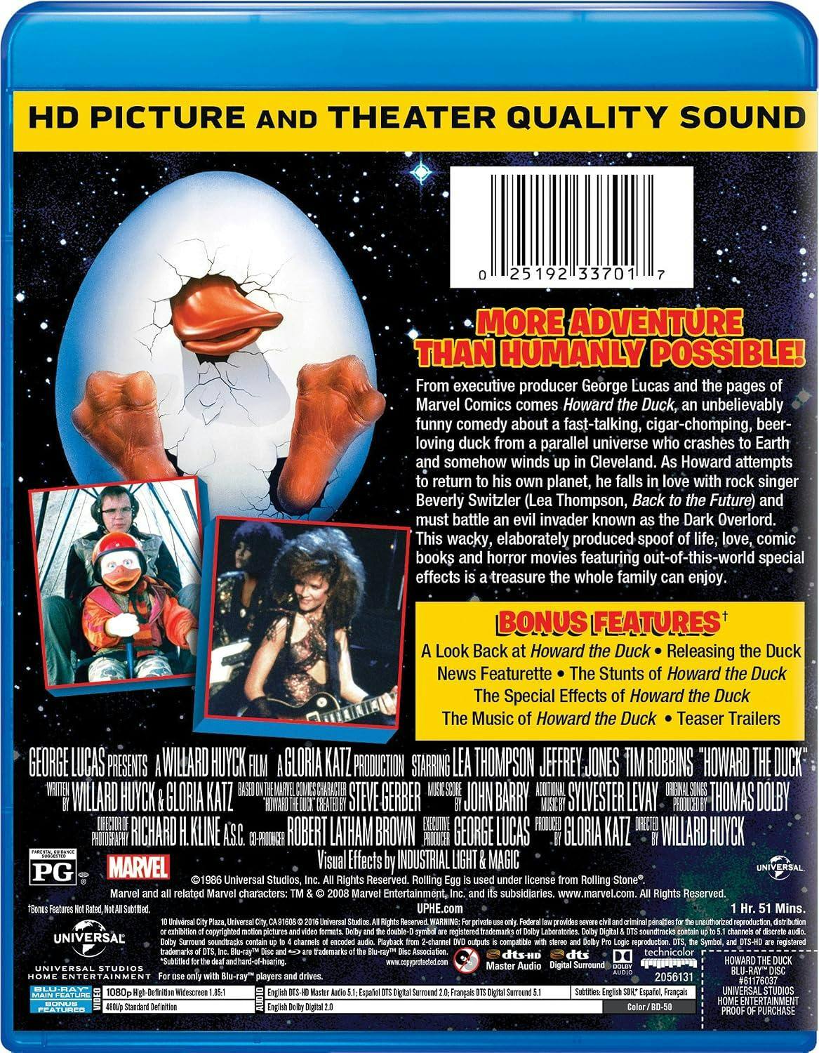 Back. Howard the Duck [Blu-ray].