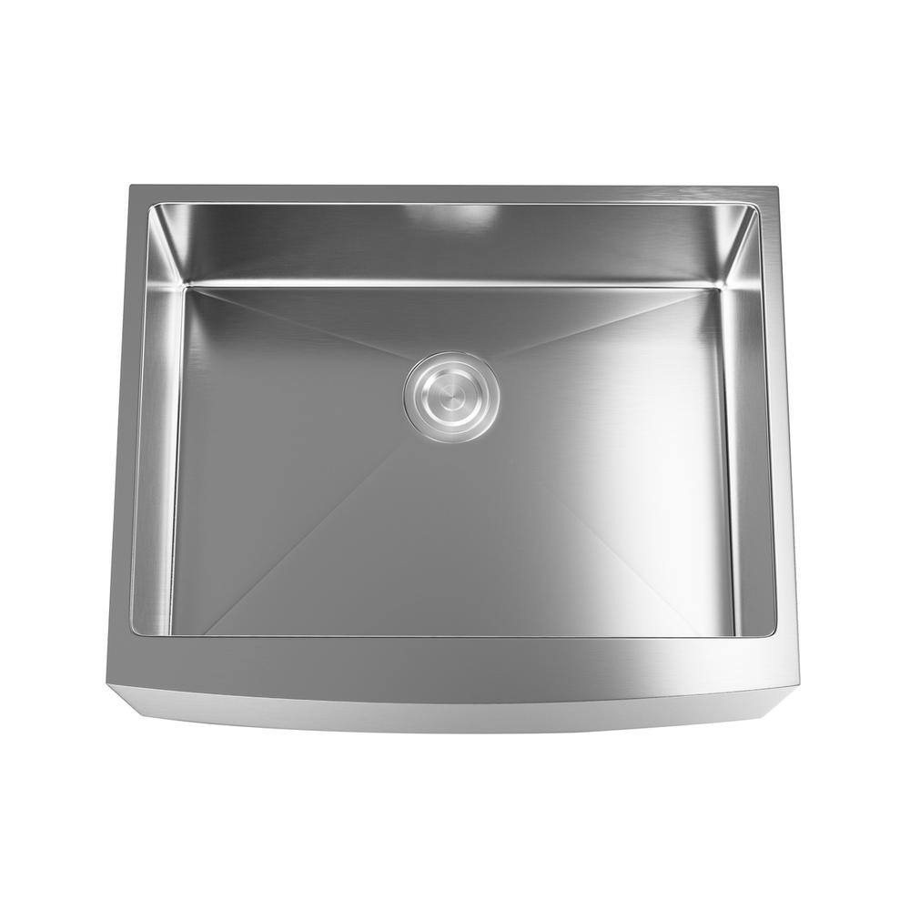 Left. Elegant Kitchen and Bath - Stainless Steel farmhouse kitchen sink L27'' x W22'' x H10" - Stainless Steel.