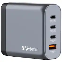 Verbatim - 140W 4-Port GaN Wall Charger - Black/Gray