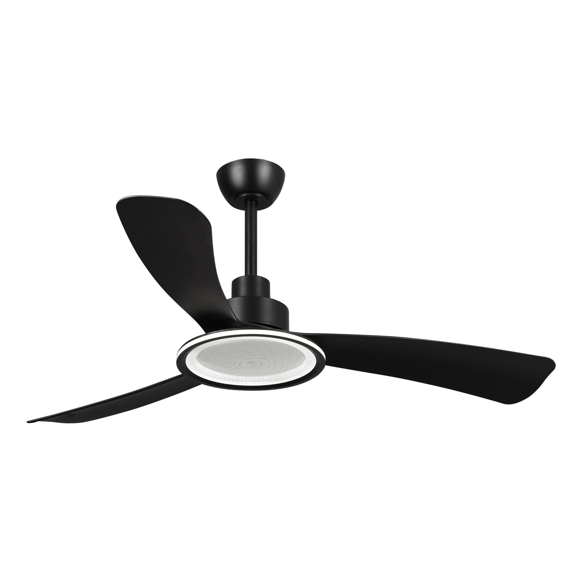 Alt View 2. Parrot Uncle - 52" Bohemian Industrial DC Motor Downrod Mount Reversible Ceiling Fan with Lighting and Remote Control - Matte Black.