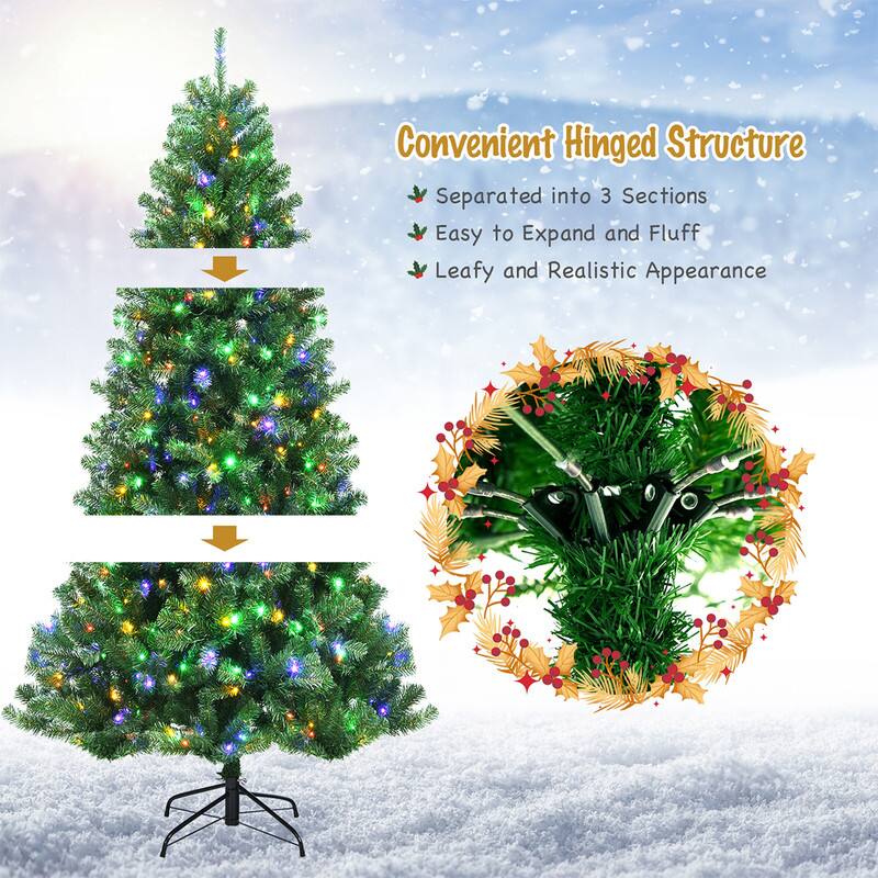 Convenient Hinged Structure  
Separated into 3 Sections  
Easy to Expand and Fluff  
Leafy and Realistic Appearance