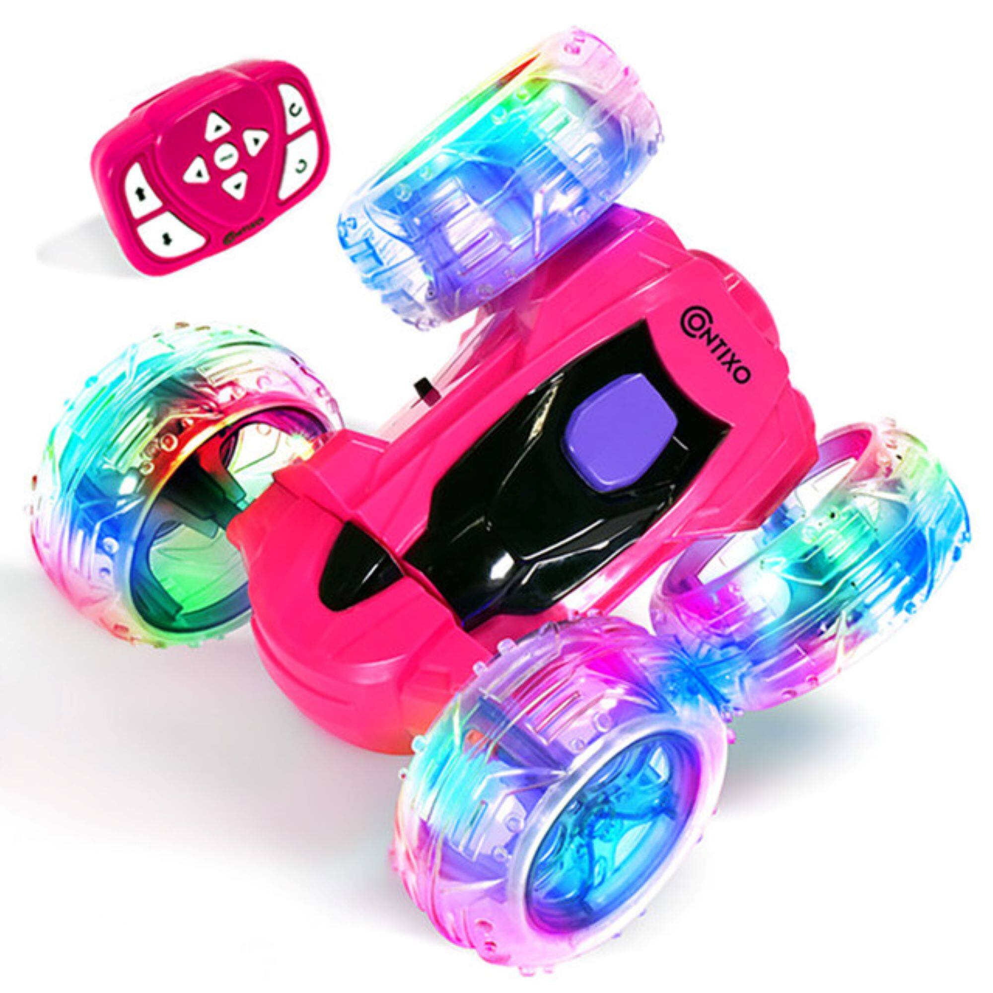 Contixo - SC3 RC Flip Racer Stunt Car – 4WD Double‑Sided 360° Flip & Gesture Wristband - Pink