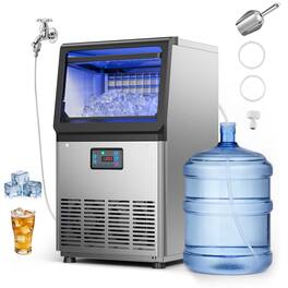 VEVOR - Commercial Ice Maker Machine, 90 lbs/24h with 13 lbs Storage Capacity, Countertop/Freestanding/Under Counter - Silver