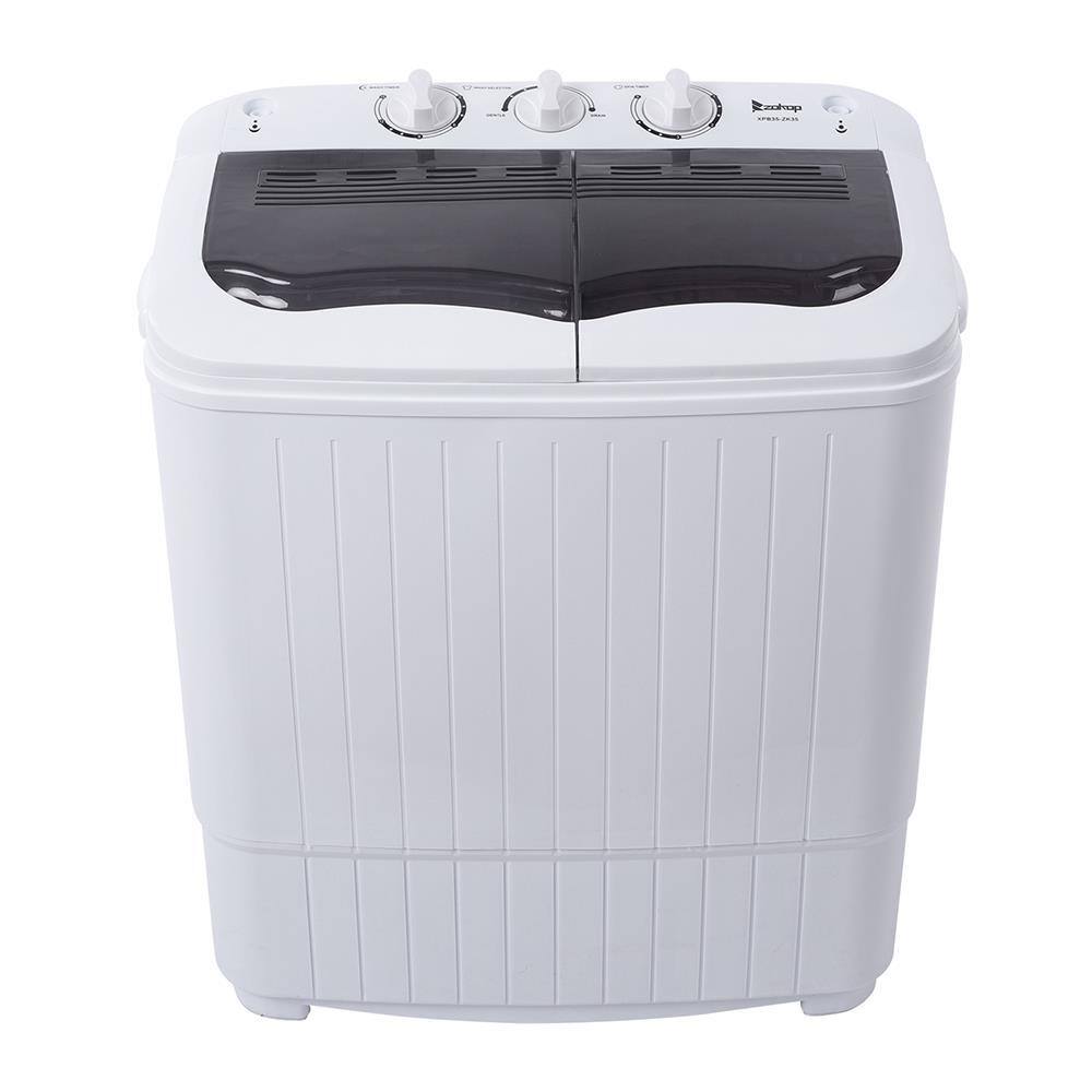 Alt View 1. Winado - Electric 14.3lbs Compact Semi-Automatic Washing Machine Apartment Spin Dry - White&Black.