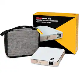 Kodak - Luma 150 Pocket Projector Portable Movie Projector w Built-In Speaker 150" Display Case - White