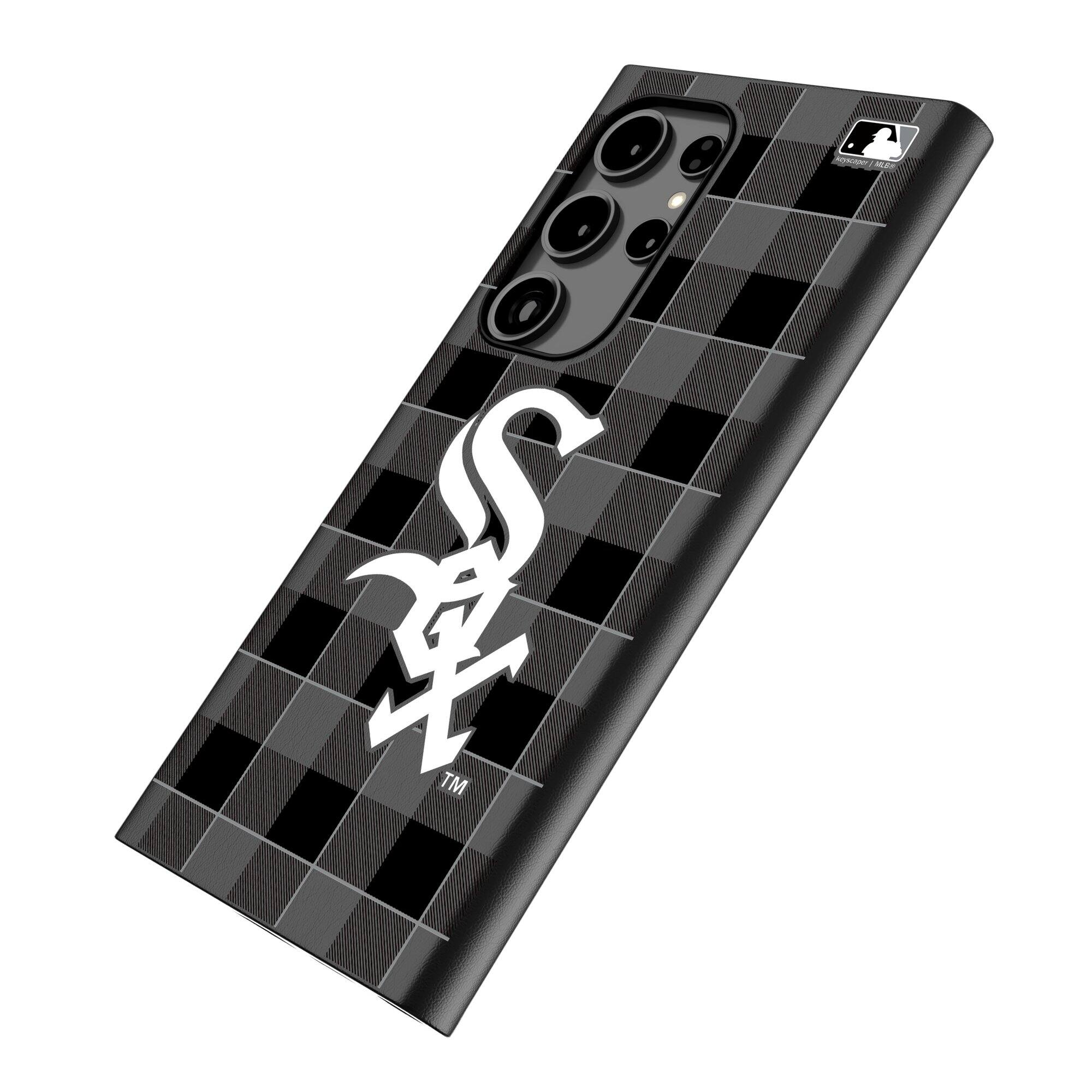 Alt View 1. Keyscaper - Chicago White Sox Plaid Galaxy Magnetic Bump Case - S24 - Black.
