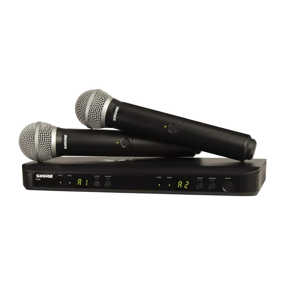 Shure - BLX288/PG58 Dual-Channel Wireless Handheld Microphone System with PG58 Capsules, J11: 596 to 616 MHz