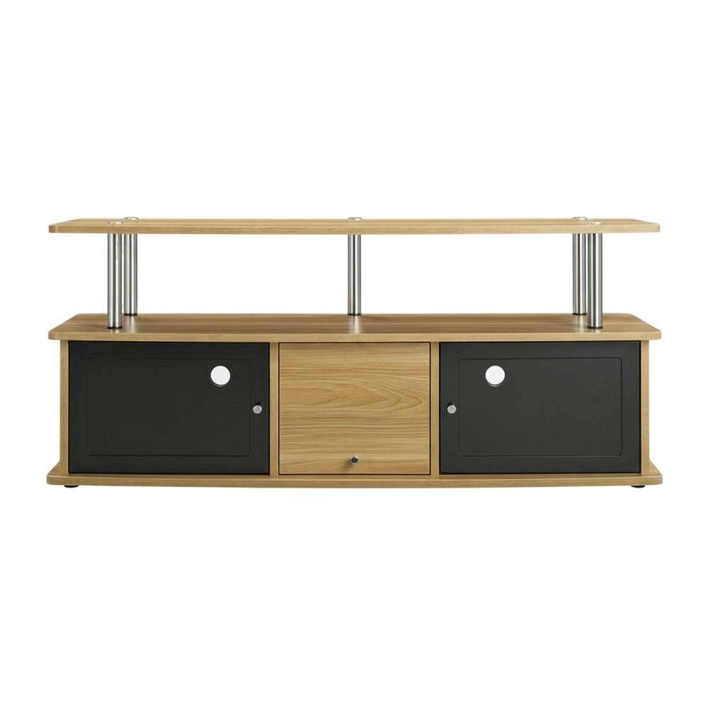 Alt View 3. FurniFact - Modern Brown TV Stand with 3 Storage Cabinets and Shelf for 55-Inch TVs - Brown.