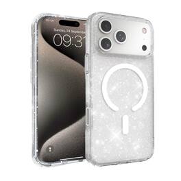 Entronix - Magnetic Case for iPhone 17 Pro - Hard Back Design - Glitter Clear