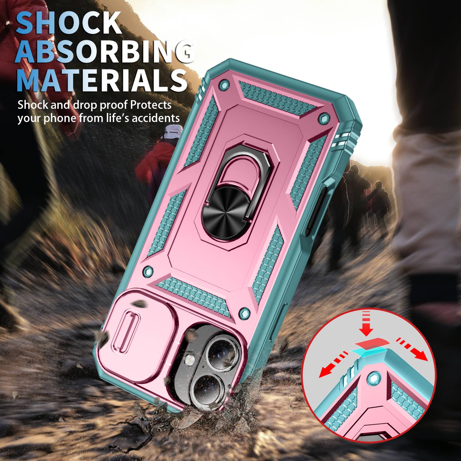 SHOCK ABSORBING MATERIALS  
Shock and drop proof  
Protects your phone from life's accidents