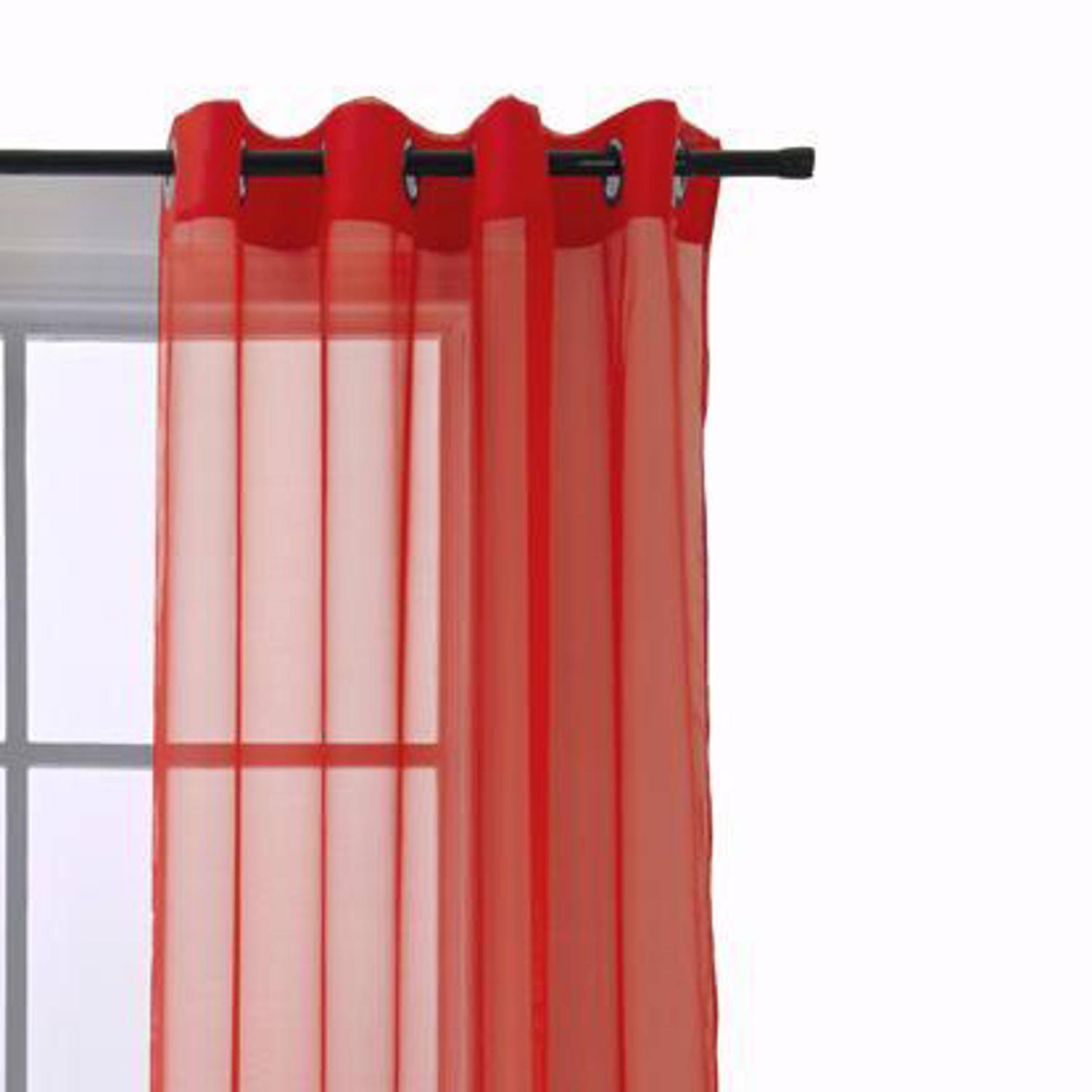 Angle. RT Designers Collection - RT Designers Collection Cara One Sheer Grommet Light Filtering Curtain Panel 54" x 90" Red - Red.