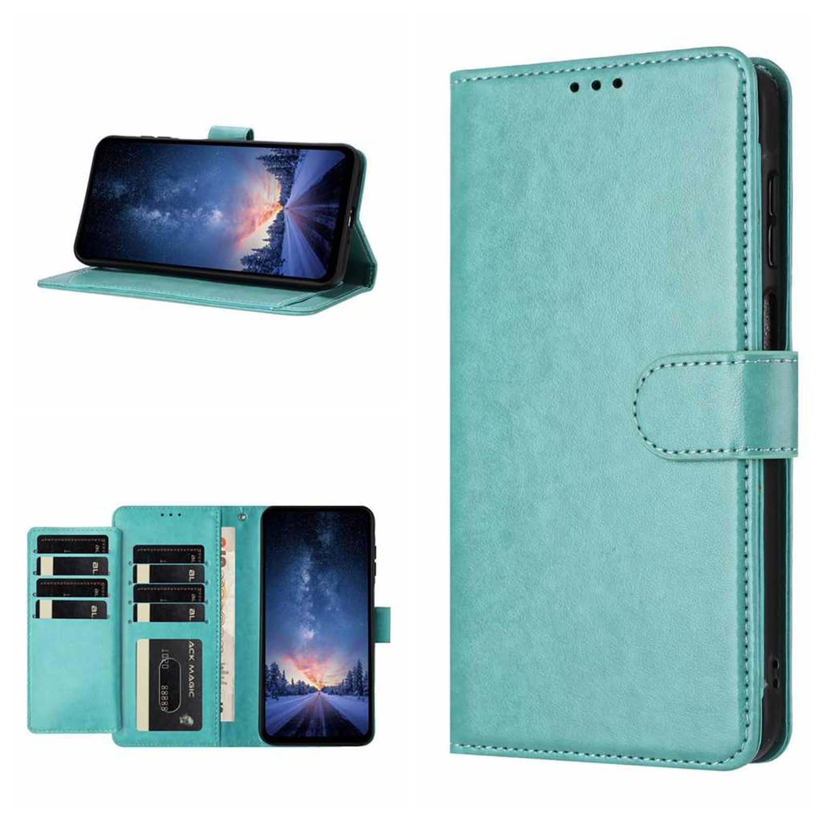 Dteck - Wallet Folio Case for Apple iPhone 17 Pro, Shockproof Magnetic PU Leather Flip Card Slots Stand Case - Green price history on PriceWatchPro