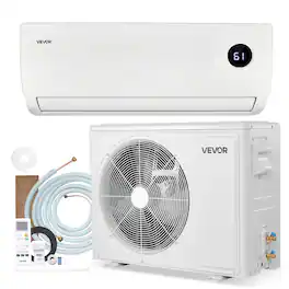 VEVOR - Mini Split Air Conditioner, 12,000 BTU AC / 12,500 BTU Heat, 230V 19 SEER2 High Efficiency Energy Saving - White