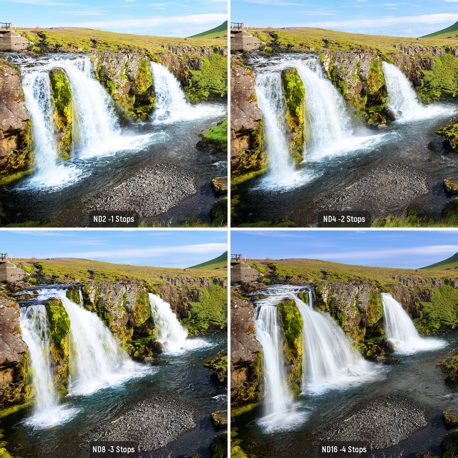 ND2 - 1 Stop  
ND4 - 2 Stops  
ND8 - 3 Stops  
ND16 - 4 Stops