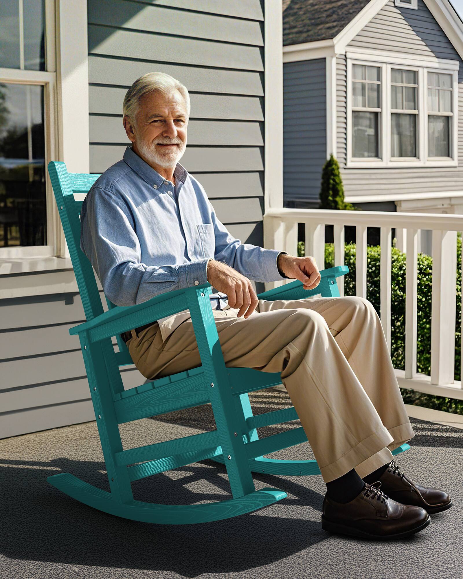 Alt View 7. SERWALL - SERWALL HDPE Rocking Chair, Oversized Outdoor Rocking Chair for Adults, Aruba - Aruba.