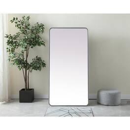 Elegant Decor - Soft Corner Metal Rectangle Full Length Mirror 30x60 Inch - Silver