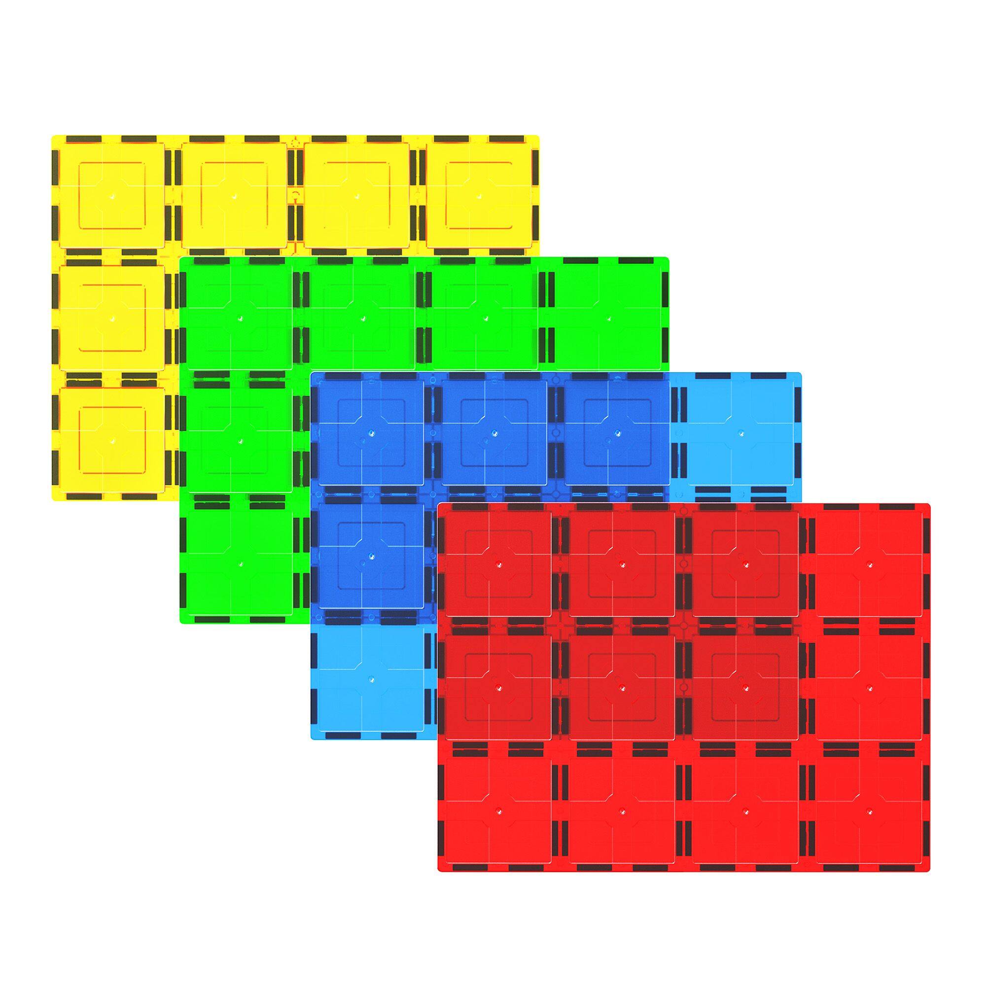 PicassoTiles - PICASSO-TILES Stabilizer Base for Magnetic Tiles, Construction STEM Building Blocks Educational Toy, Large 4PCS - Multicolor