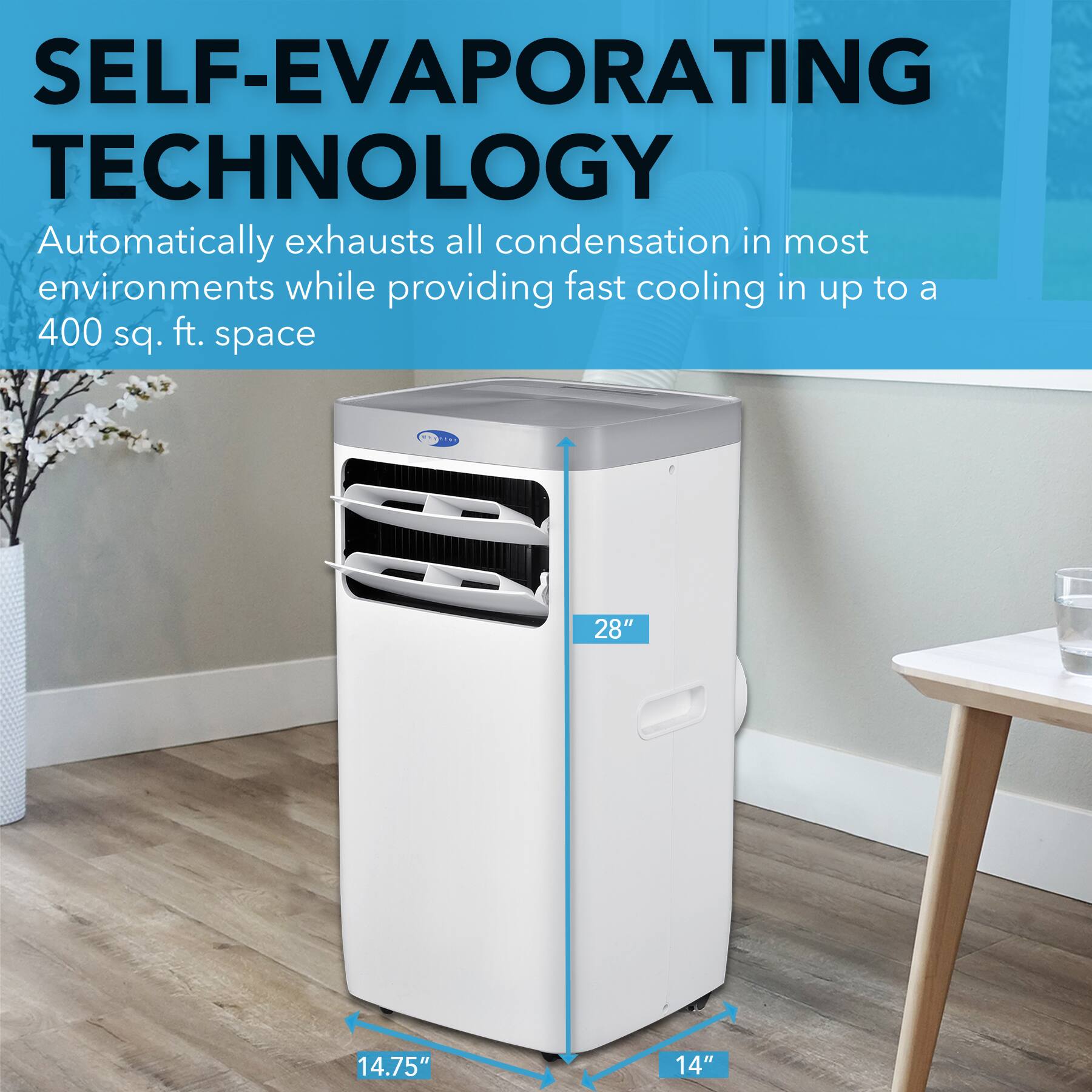 Alt View 11. Whynter - ARC-115WG 11,000 BTU (6,800 BTU SACC) Compact Portable Air Conditioner, Dehumidifier, and Fan, up to 400 sq ft - White.