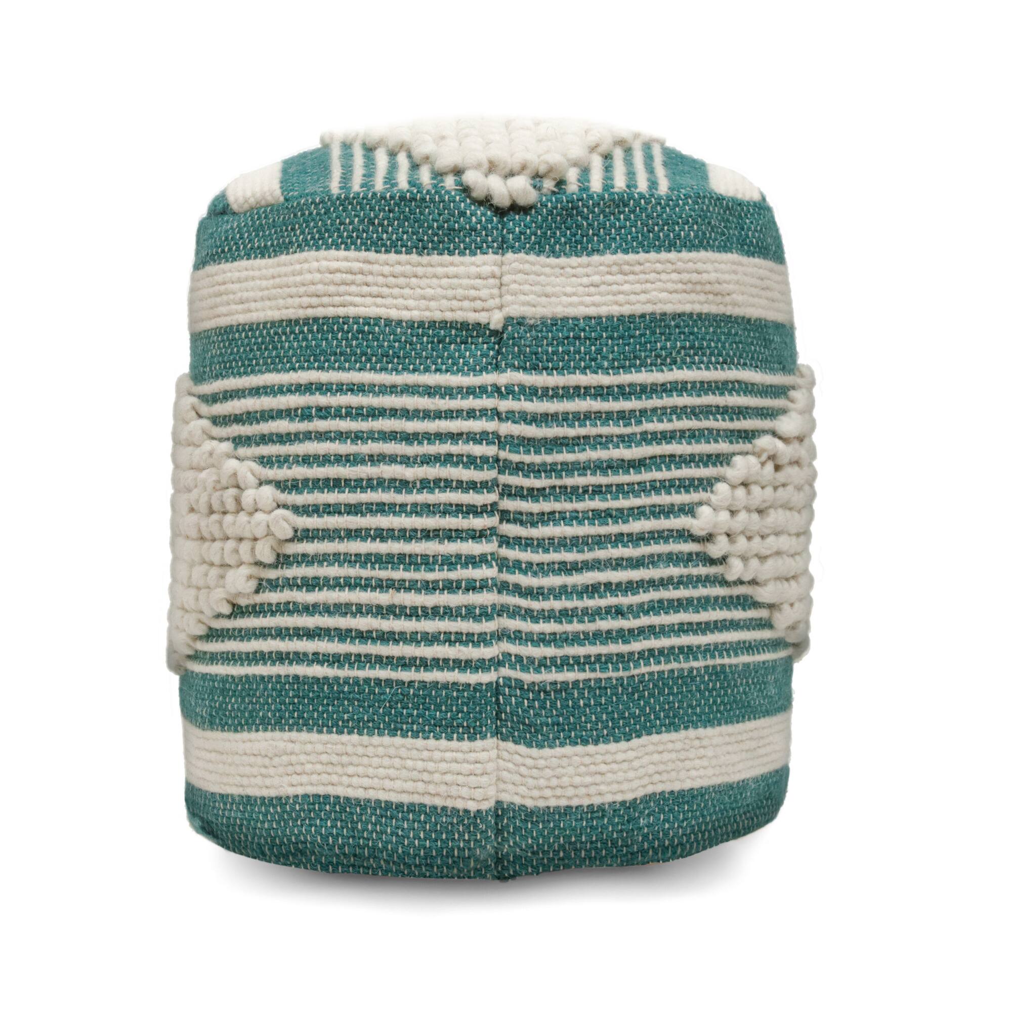 Alt View 2. GOODSILO - Handcrafted Fabric Cylindrical Pouf with Stylish Design and Durable Construction - Teal.