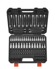 Front. VEVOR - Bit Socket Set, 107-Piece SAE and Metric, Hex/Torx/External Torx/Tamper-Proof/Extra Long, S2 Alloy Steel and Cr-V Steel - Black.
