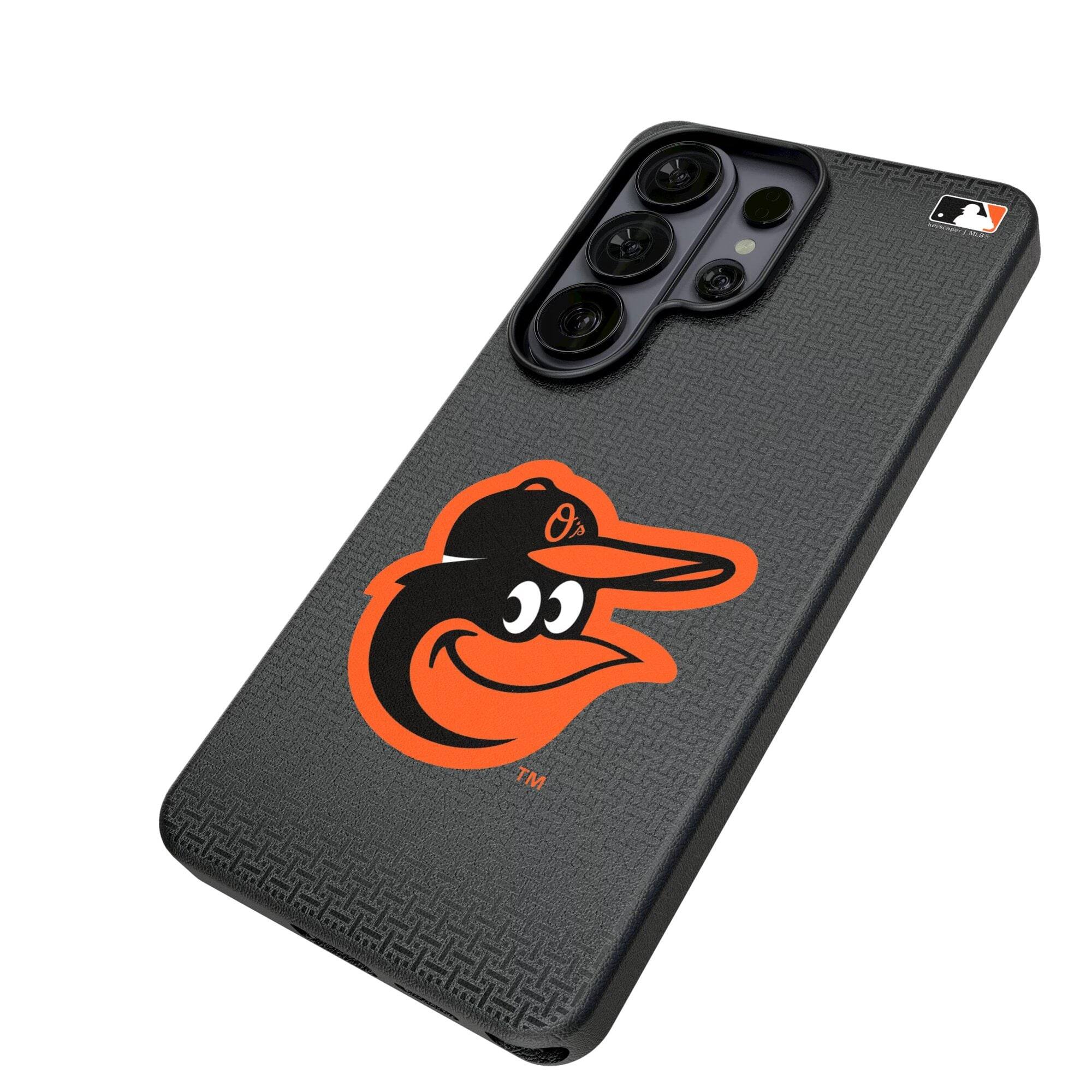 Alt View 1. Keyscaper - Baltimore Orioles Linen Galaxy Magnetic Bump Case - S25 - Black.