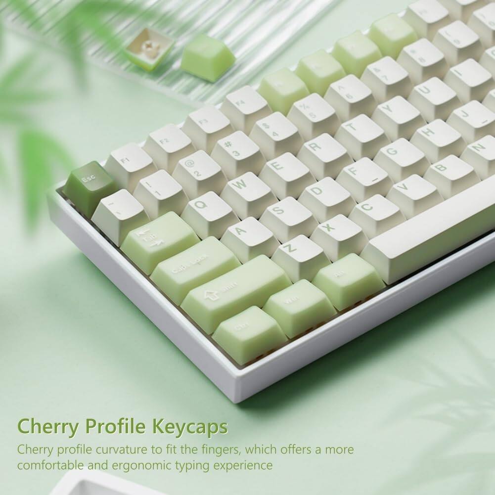 Esc F1 F3 F2 @ 2 ! 1 Q Tab Cab F4 # 3 W A STT & I 7 U 6 < % Y 5 J - $ T 4 H R G N E F B / D V S C X Z

Cherry Profile Keycaps
Cherry profile curvature to fit the fingers, which offers a more comfortable and ergonomic typing experience
