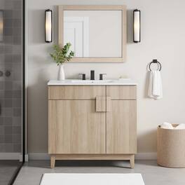 Miles Bathroom Vanity Basin Included by Modway - White Oak