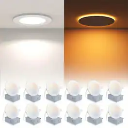 DAYBETTER - 6 in. Ultra Thin Canless LED Recessed Lighting, 5CCT Dimmable Wafer Light with Night Light and Junction Box