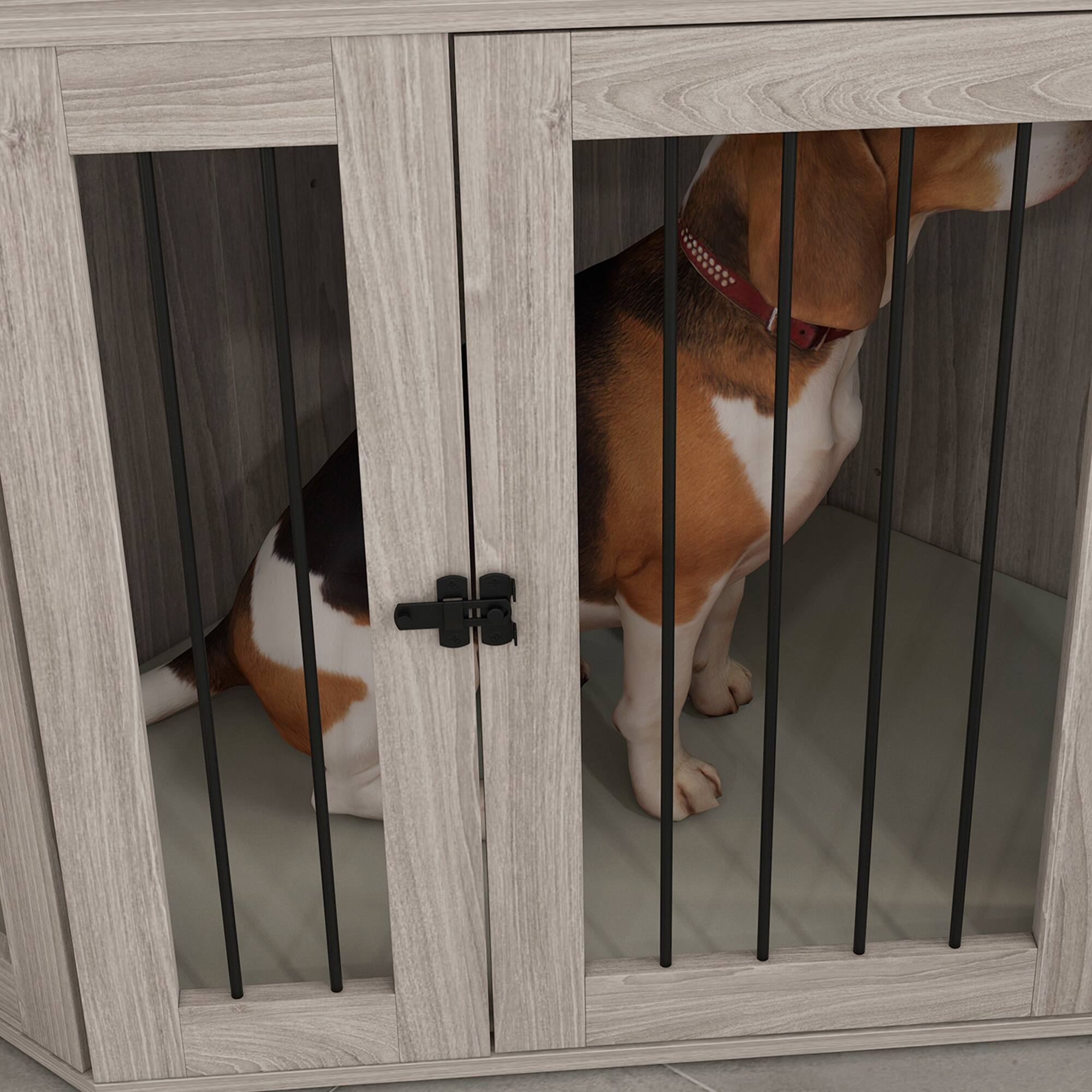 Alt View 4. Pawhut - Corner Dog Crate Furniture, End Table Kennel with Cushion, Indoor Pet Crate for Large Dogs.